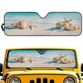thumbnail image 2 of Uorisanigo Windshield Sun Shade for Jeep Wrangler JL JLU 2018-2024 Rubicon Sahara 2 Door & 4 Door & Gladiator JT, Beach Shell Starfish Front Window Sun Visor Blocks UV Rays Sunshade, 2 of 7