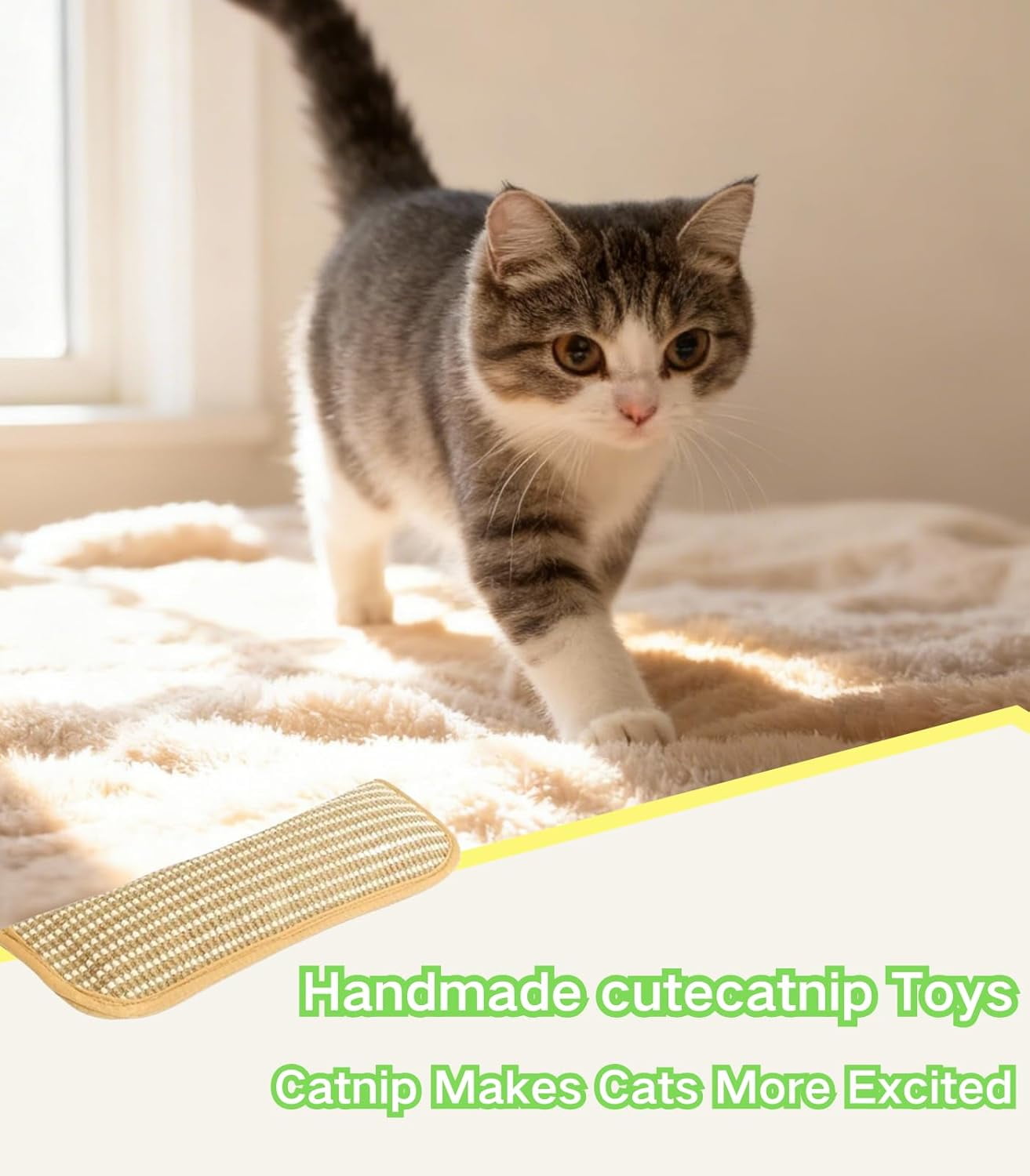 Interactive Catnip Chew Toy for Indoor Cats, 3-Pack 13 Inches Catnip Pillows with Sisal Scratching Pad, Kicker Toys for Aggressive Play, Bite Resistant & Anxiety Relief