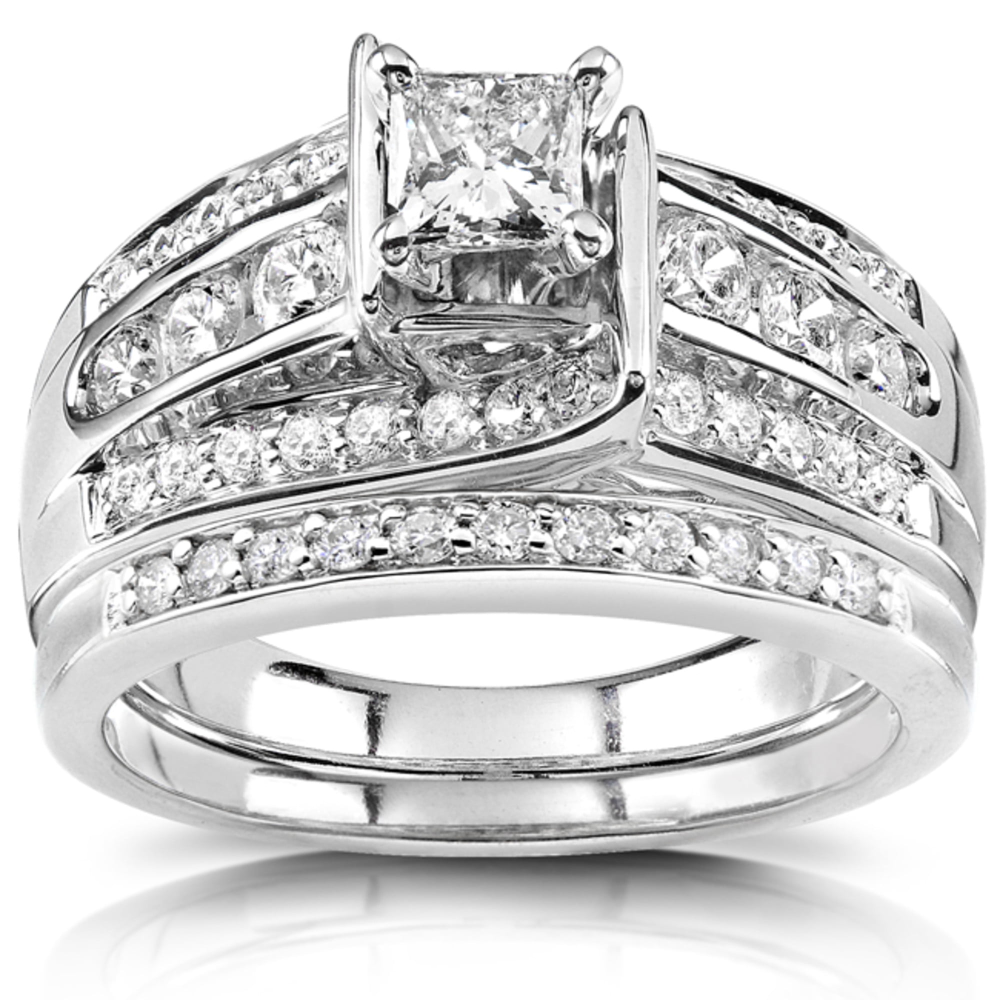 Kobelli Princess Diamond Wedding Ring Set 1 Carat (ctw) in 14K Gold
