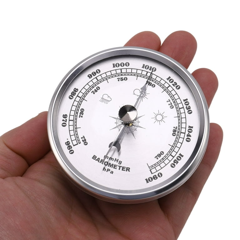 for Home Pressure Gauge Weather Station Metal Wall Hanging Barometer silver  white Aluminum 