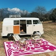 thumbnail image 6 of Lahome 5'x8' Outdoor RV Rug - Reversible Waterproof Patio Mat,Abstract Botanical Design for Backyard, Balcony & Beach (Pink), 6 of 6