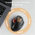 thumbnail image 2 of Wagpak Rechargeable Wireless Trackball Mouse with Ergonomic Thumb Control, Supports 3-device Switching (Bluetooth & USB), 5 Adjustable DPI, Relieves Wrist Fatigue, 2 of 5