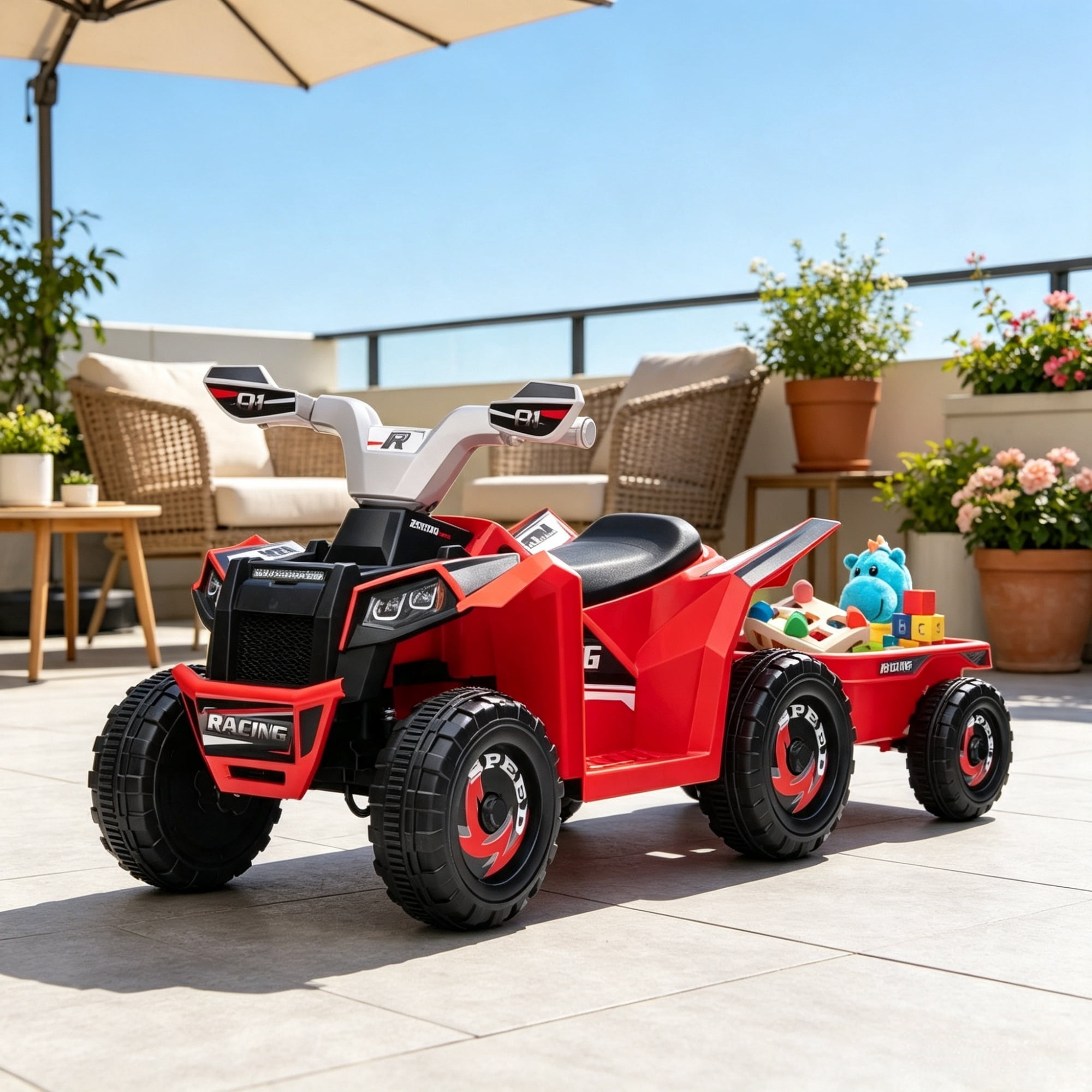 6V Kids Electric Car, Forward & Reverse, Wear-Resistant Wheels, for 1.5-3 Years Old, Red