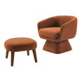 thumbnail image 4 of Newest Swivel Lounge Chair with Ottoman, 360° Rotating Modern Accent Chair Set, Compact for Small Space & Corner,Orange, 4 of 6