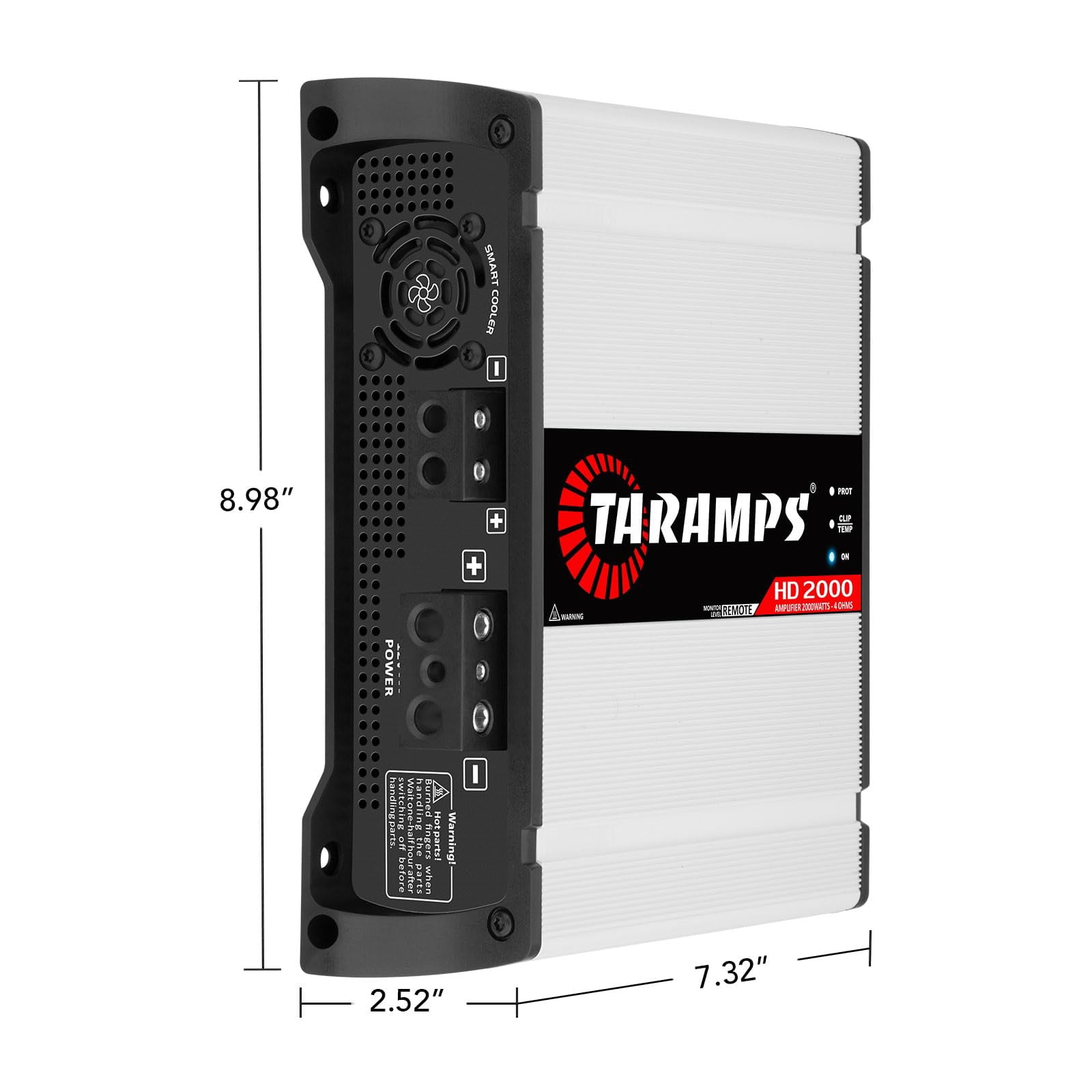 Taramps HD 2000 4 Ohms 1 Channel 2000 Watts RMS MAX Full Range Car Audio, Monoblock, LED Monitor Indicator, Class D Amplifier, Crossover, White 2k amp