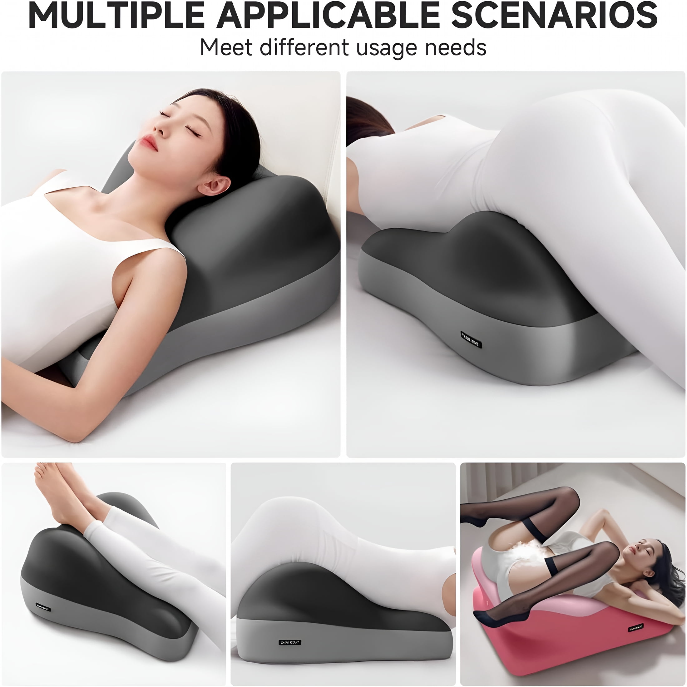 XIBUFE Multi-Position Wedge Pillow for Back Support,Multifunctional Positioning Pad with Memory Foam for Heartburn,Acid Reflux,Back Pain,Neck Pain Relief (Grey)