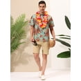 thumbnail image 3 of Lars Amadeus Camisa floral de verano para hombre, manga corta, camisas hawaianas de playa Verde marrón XXL Unique Bargains Camisas, 3 of 6