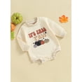 thumbnail image 3 of Wassery Baby Girls Sweatshirt Romper Halloween Clothes Infant Girls Fall Outfits Long Sleeve Round Neck Pumpkin/Floral Letter Print Bodysuit, 3 of 8