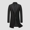 thumbnail image 2 of IROINNID Men's Trench coat Notch Lapel Long Sleeve Solid Color Casual Autumn And Winter Business Medium Long Woolen Coat Lapel Warm Coat, 2 of 5