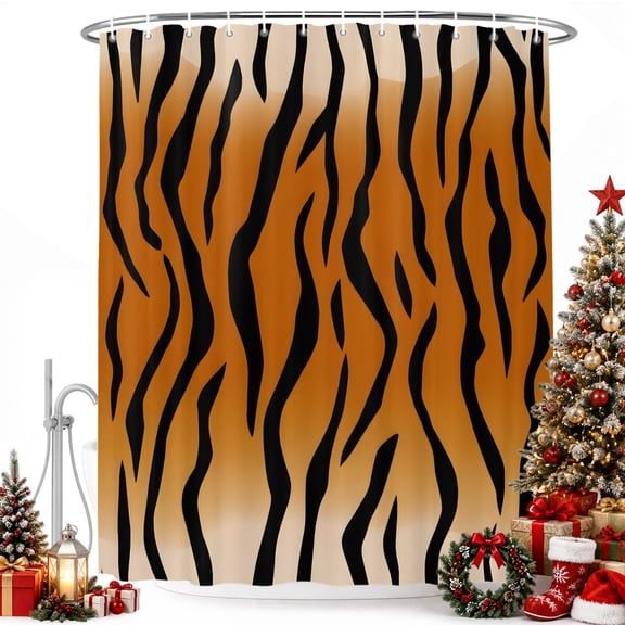 Natural Black Stripe Shower Curtain for Bathroom, Wildlife Waterproof Shower Curtains Washable Quick Dry with Hooks Bathtub Curtains 36x72IN