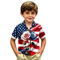 thumbnail image 4 of Huowey Boys Western Cowboy Print Shirt For 4Th Of July Stylish Flag Pattern Short Sleeve Button Down Shirts Turndown Collar Casual Youth 250 Years Celebration Anniversary Blouse,8-9 Years, 4 of 4