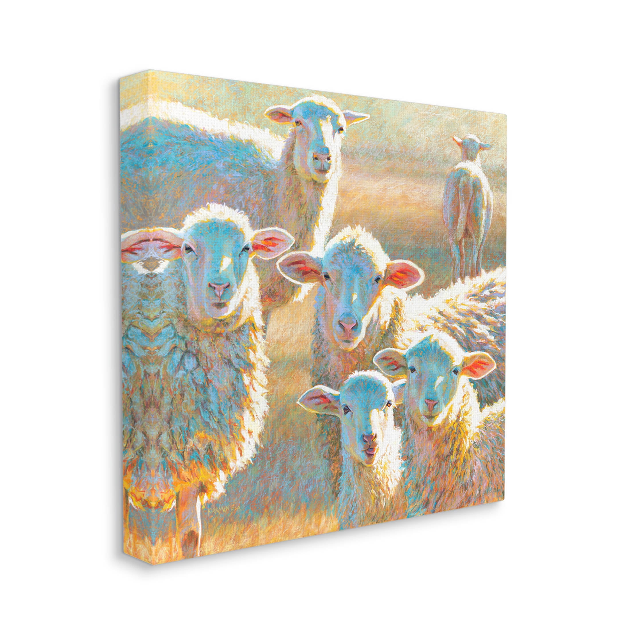 Modern Country Sheep Farm Animals Animals & Insects Painting Gallery Wrapped Canvas Print Wall Art