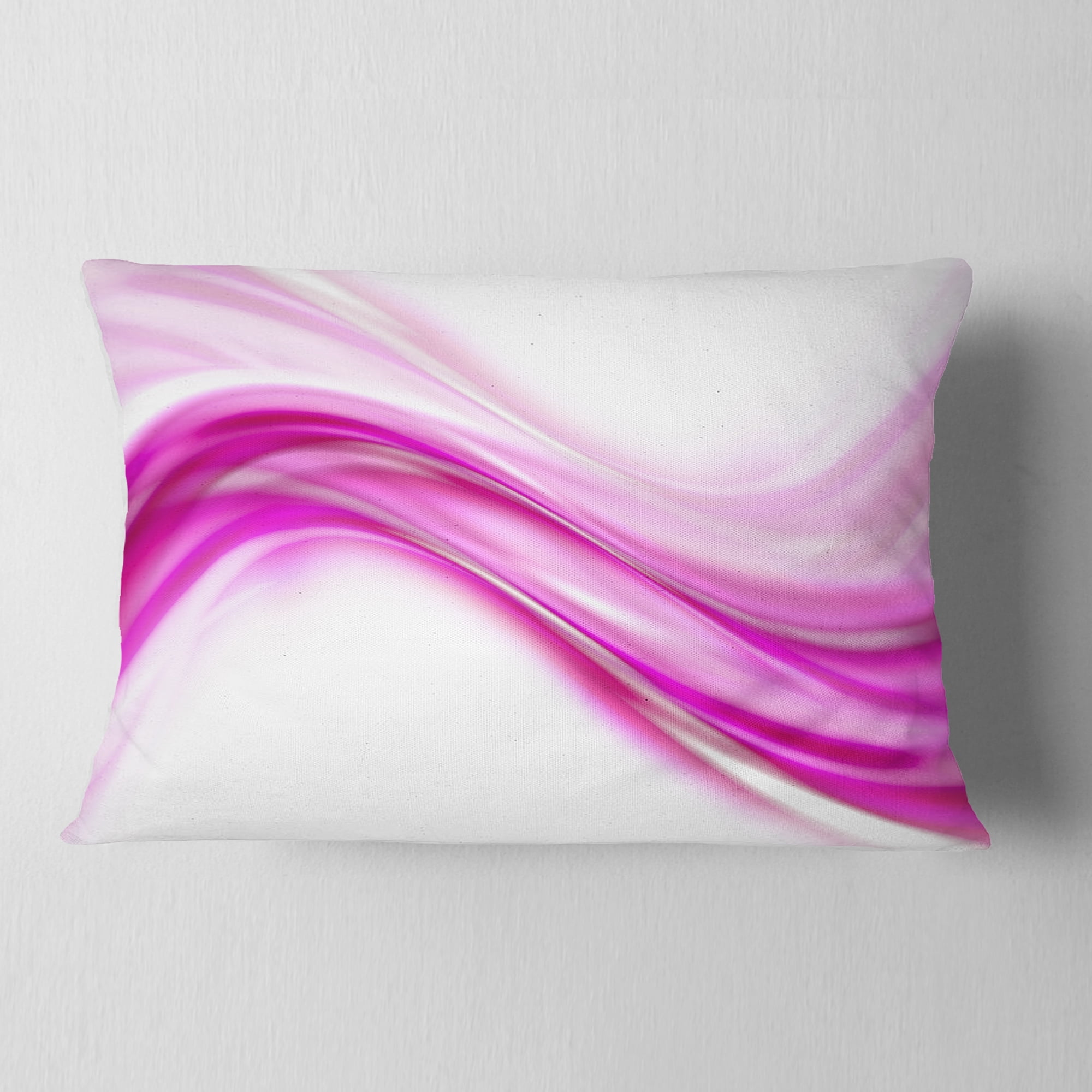 Designart Pink Abstract Waves - Abstract Throw Pillow - 12x20