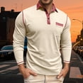 thumbnail image 2 of Polo Shirts for Men Casual Solid Collared Classic Long Sleeve Top Mens Loose Blouses, 2 of 7