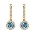 thumbnail image 3 of 2.23Ct Round Cut Halo Drop Dangle Blue Moissanite 14K Yellow Solid Solid Gold Everyday Dainty Earrings Lever Back, 3 of 7