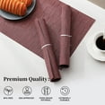 thumbnail image 2 of Burgundy Placemats Set of 4 - Heat Resistant Non-Slip Place mats for Dining Table, Washable Durable PVC Vinyl Woven Table Mats（Burgundy, 4）, 2 of 6