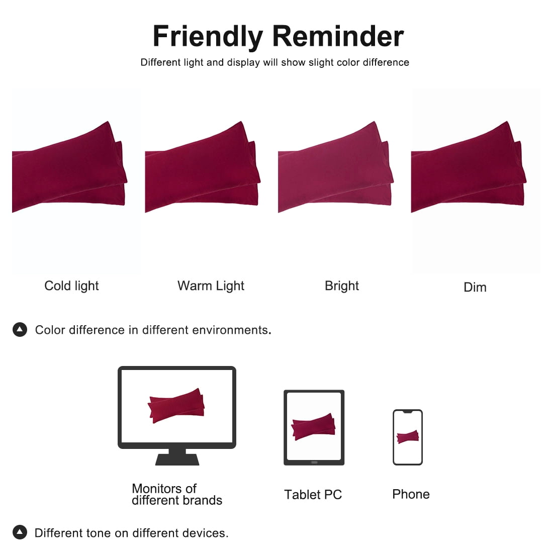 Unique Bargains Microfiber Solid Long Body Pillowcases, 2-Pack Wine 20" x 60"
