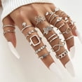 thumbnail image 2 of Juego de anillos de perlas con estilo de mariposa para mujer, personalidad, múltiples articulaciones, Joker, joyería de alta gama, 23 piezas, 2 of 6