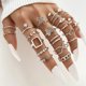thumbnail image 3 of Juego de anillos de perlas con estilo de mariposa para mujer, personalidad, múltiples articulaciones, Joker, joyería de alta gama, 23 piezas, 3 of 6