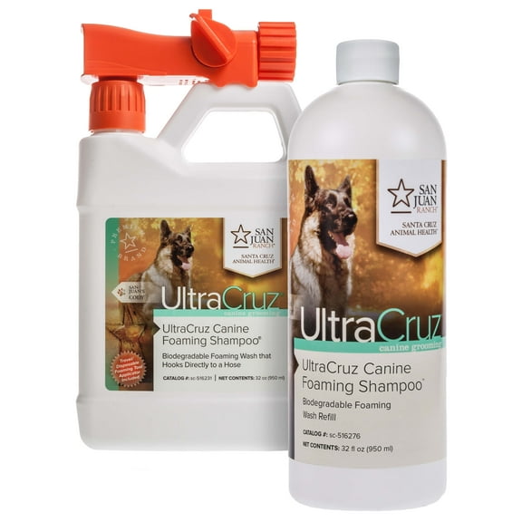 UltraCruz Canine Foaming Dog Shampoo with Travel Applicator and Refill Bundle, 32 oz Each
