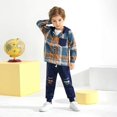 thumbnail image 2 of Kids Toddler Boy Clothes Flannel Plaid Hoodied Tops + Casual Pants Boys Fall Winter Outfits, 2 of 7