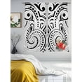 thumbnail image 3 of Black Polynesia Texture Sheer Curtains 72 Inch Length 2 Panels for Living Room, Retro Flowers Tribes Abstract Art Voile Kitchen Curtain Set, Luxury Privacy Drapes Window Treatment for Bedroom, 3 of 7