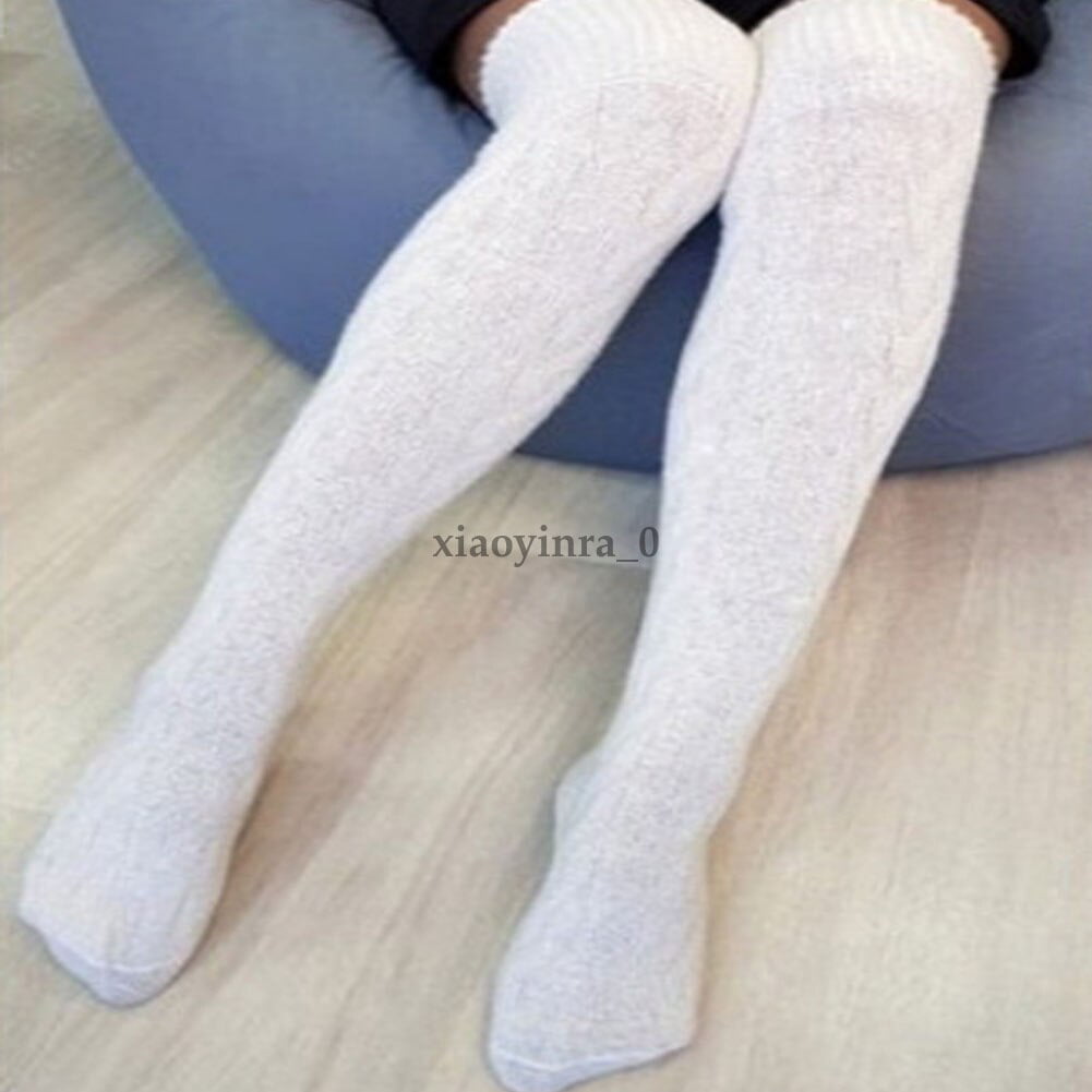 Women Wool Cashmere Over Knee Thigh-High Thick Solid Boot Socks Warm Winter Hot 