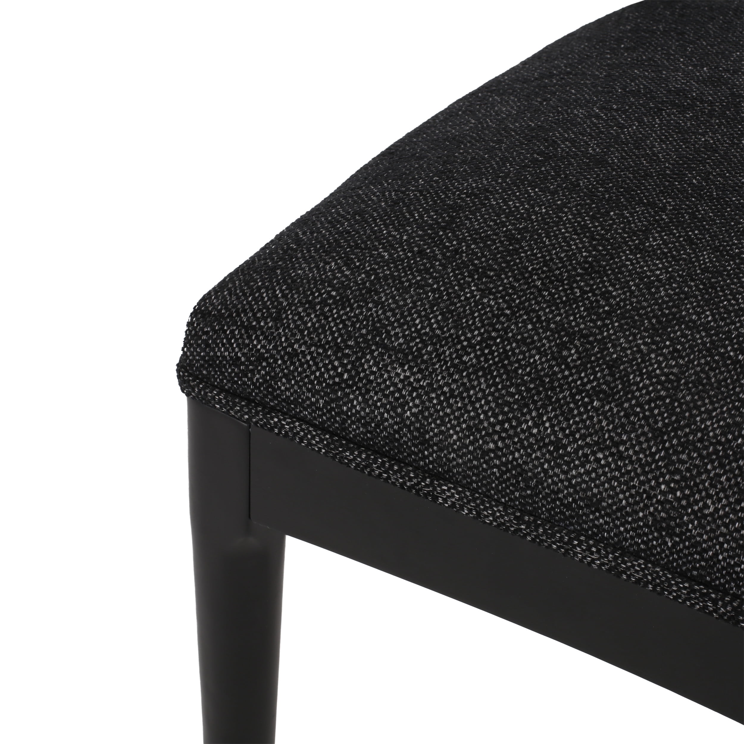 Noble House Cotterell Fabric and Wood Dining Chairs, Set of 2, Blacked Textured Tweed and Black