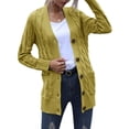 thumbnail image 3 of Guardurnaity Suéter de mujer con cuello en V, botón, prendas de vestir exteriores, abrigo de otoño de punto de manga larga, amarillo, M Prendas para la parte del cuerpo Amarillo SG Guardurnaity AP003363-04, 3 of 6