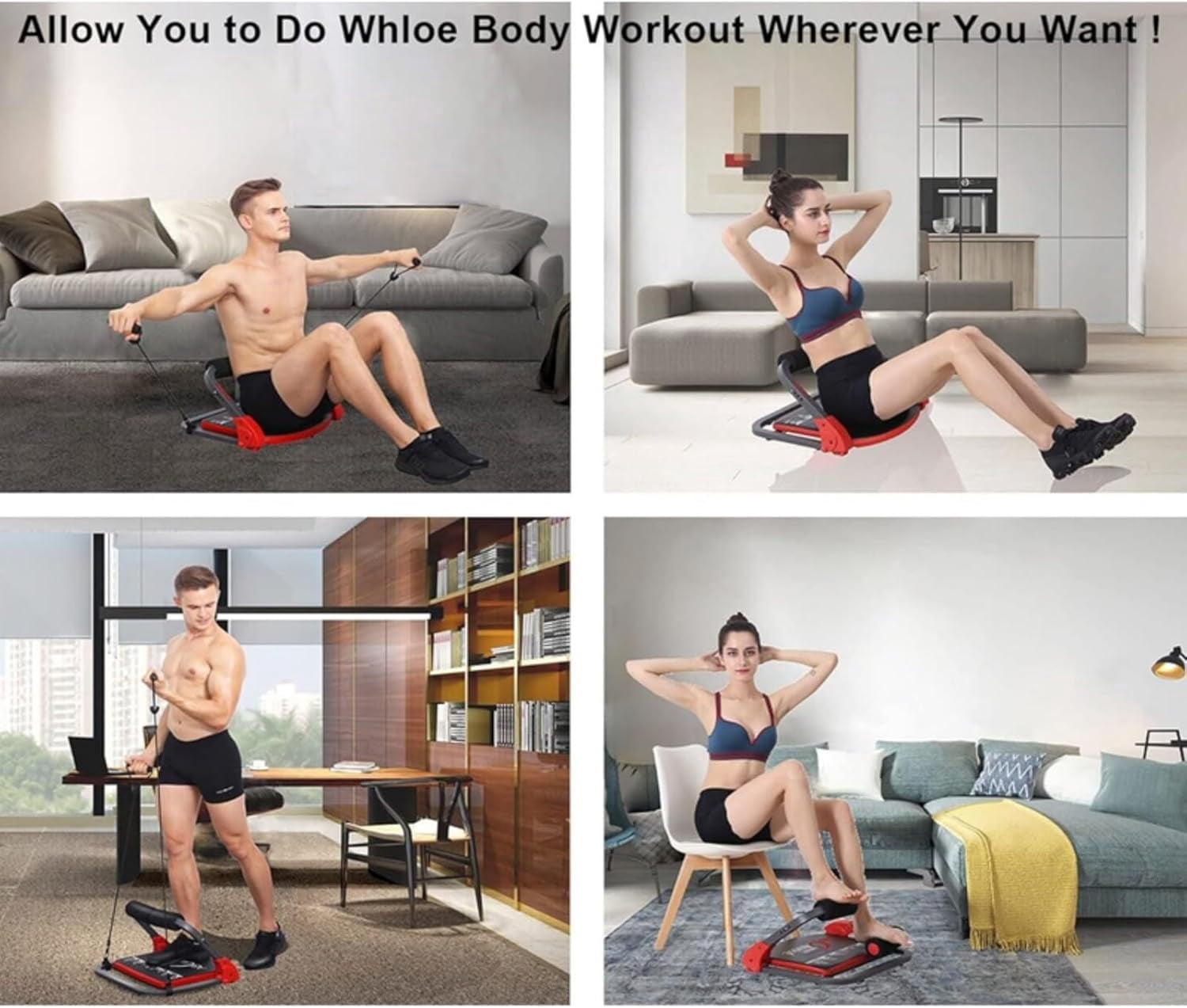 Ab Workout Equipment Sit Up Machine with Resistance Bands for Home Gym Core Trainer