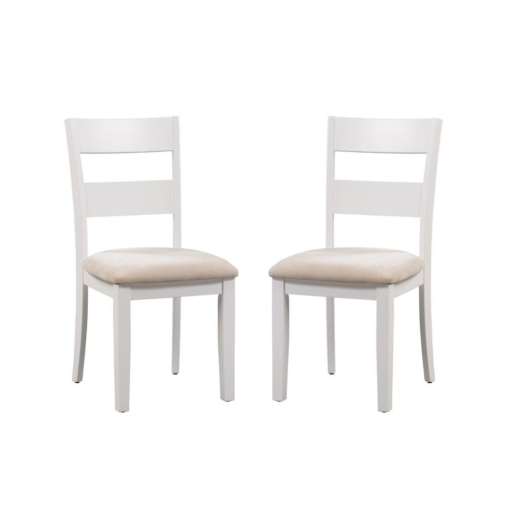 Trithi Furniture Fullerton Solid Wood White Kitchen & Dining Chair with