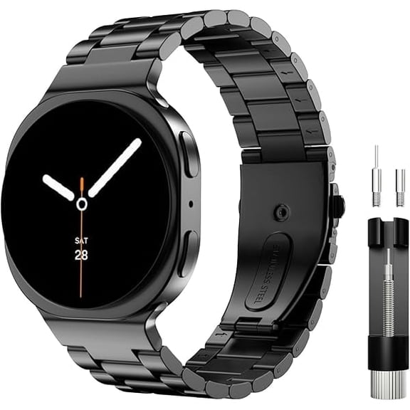 Metal Band Compatible with Samsung Galaxy Watch 8 40mm/44mm/Classic 46mm, Galaxy Watch 8 Band, No Gap Business Stainless Steel Strap for Men Women