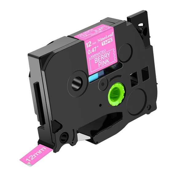 NineLeaf Compatible for Brother P-touch TZe-MQP35 TZ-MQP35 12mm 1/2'' White on Berry Pink Laminated TZe TZ Label Tape 0.47" x 16.4ft