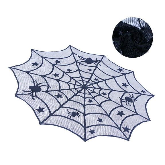 HAMPPLIES Black Round Tablecloth 1Pack for Decorations Lace Fabric 102 x 40In