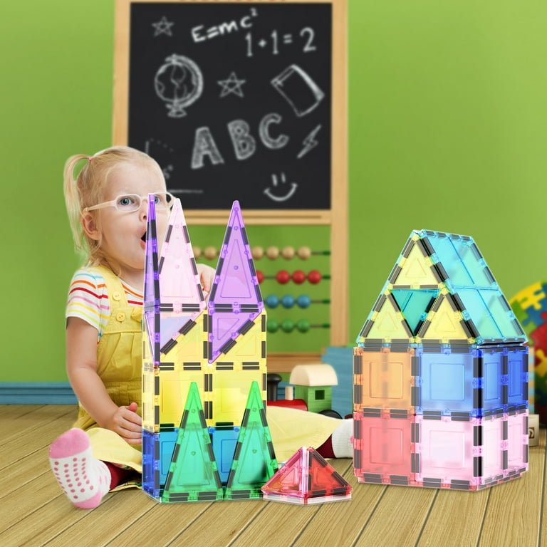 Picasso Tiles 60 Piece Clear 3D Magnetic Building Blocks Tiles Set PT60