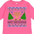 thumbnail image 4 of Inktastic Happy Chrismukkah Sweater Style with Menorah and Trees Boys or Girls Long Sleeve Toddler T-Shirt, 4 of 5