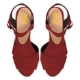 thumbnail image 4 of FSJ Women Peep Round Toe Espadrille Wedge High Heels Cross Strap Buckled Platform Sandals Summer Date Casual Dress Shoes Size 13 Red, 4 of 5