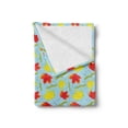 thumbnail image 2 of Autumn Soft Flannel Fleece Blanket, Dry and Fallen Maple Leaves Illustration on Fresh Toned Background Print, Cozy Plush for Indoor and Outdoor Use, 50" x 70", Pale Blue and Yellow, by Ambesonne, 2 of 5