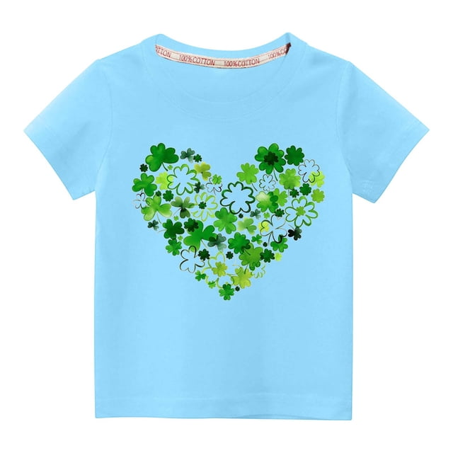 Besolor T-Shirts de la Saint-Patrick pour Enfants Garçons Filles Manches Courtes Hauts d'Été Décontractés Col Rond Blouse Graphique Tee