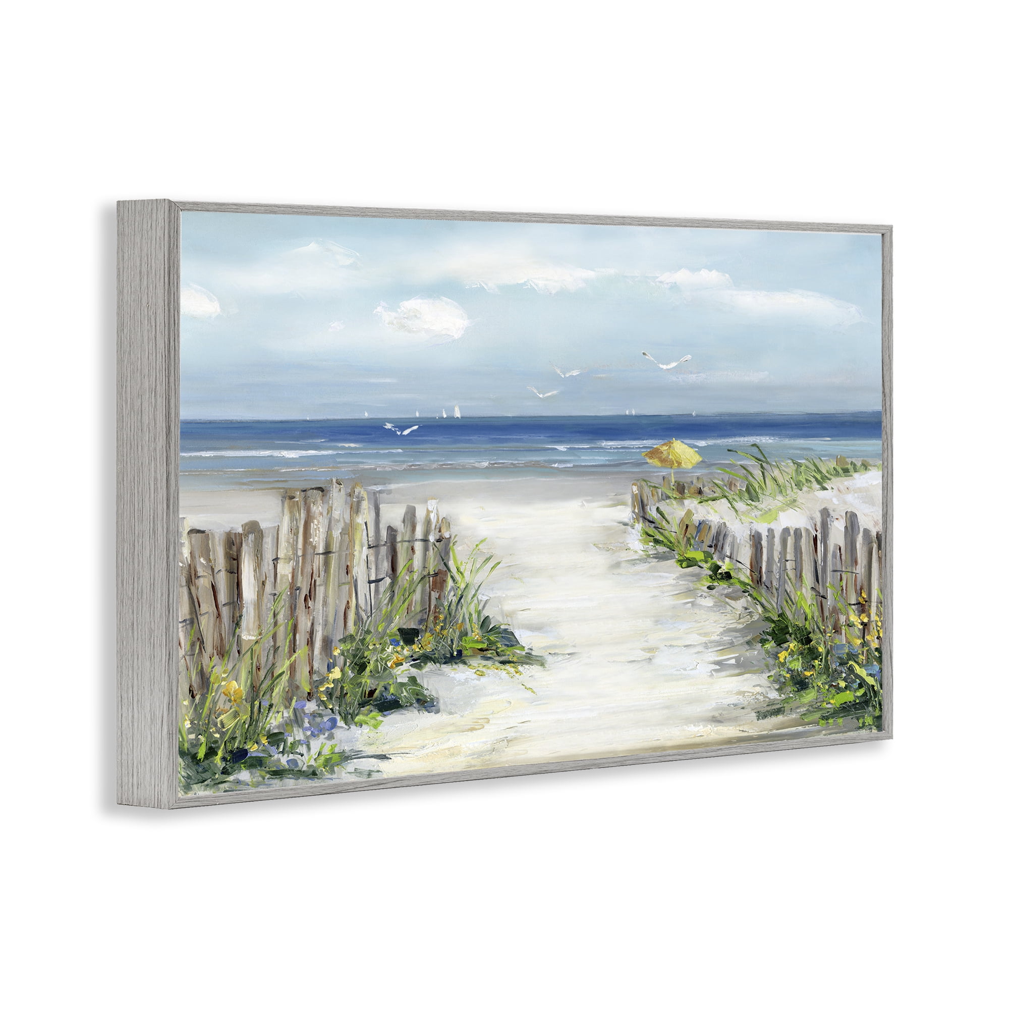 Stupell Industries Sunlit Dune Path To Ocean Gray Framed Giclee Art, design by Sally Swatland