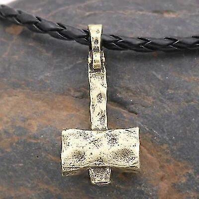 Símbolo de Odín del martillo de Thor vikingo nórdico Guerrero eslavo Noruega Valknut Collar para hombre Joyería vikinga escandinava - Cadena de cuero de bronce - Código de producto 4 Cadena de cuero d