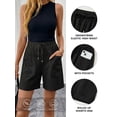 thumbnail image 6 of DOKOTOO Women Bermuda Shorts Summer Rolled-up Shorts with Pockets High Waist Drawstring Shorts Black XL US16-18, 6 of 11