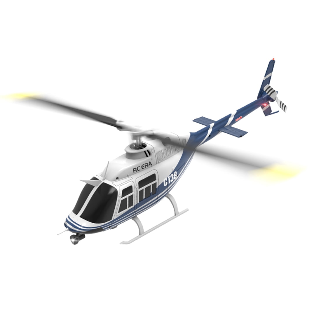 RC-ERA C138 Bell 206 6CH RTF RC Helicopter 2.4GHz Single Rotor Aircraft with Altitude Hold, Optical Flow Positioning, 6 Axis Gyro, One Key Takeoff Landing for Adults - 2 Battery