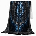 thumbnail image 2 of Norse Raven Celtic Pentagram Celestial decorative motif Fantasy, Mystical Bird Art Scene, Warm Flannel Blanket for Living Room and Reading Nook, Bird Lovers Valentine's Day Gift, Artistic Home Decor, 2 of 9