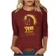 thumbnail image 3 of TaTaai Womens 2026 New Year Celebration Print Three Quarter Sleeve Top Round Neck Casual Blouse Holiday Festival Party Wear Gift, 3 of 5