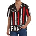 thumbnail image 7 of Lsque USA Flag Cross print Men's Cuban Collar Short Sleeve Shirt Summer Beachwear Casual Button Down Fashionable Vacation Leisure Shirt-Large, 7 of 7
