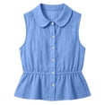 thumbnail image 4 of Turilly Women's Peter Pan Collar Button Down Sleeveless Peplum Tops Solid Casual Cropped Blouses for Summer Daily Wear, 4 of 6