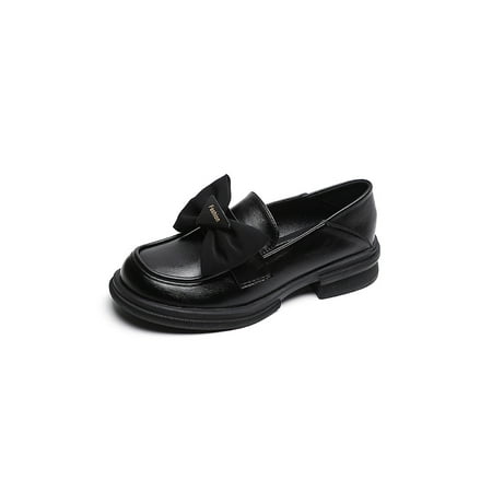 

Rotosw Womens Flats Slip On Loafers Chunky Leather Shoes Ladies Dress Shoe Women Retro Comfort Black 7.5
