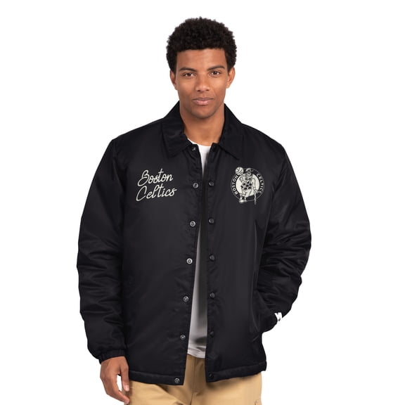 Men's Starter  Black Boston Celtics Full-Snap Coaches Jacket