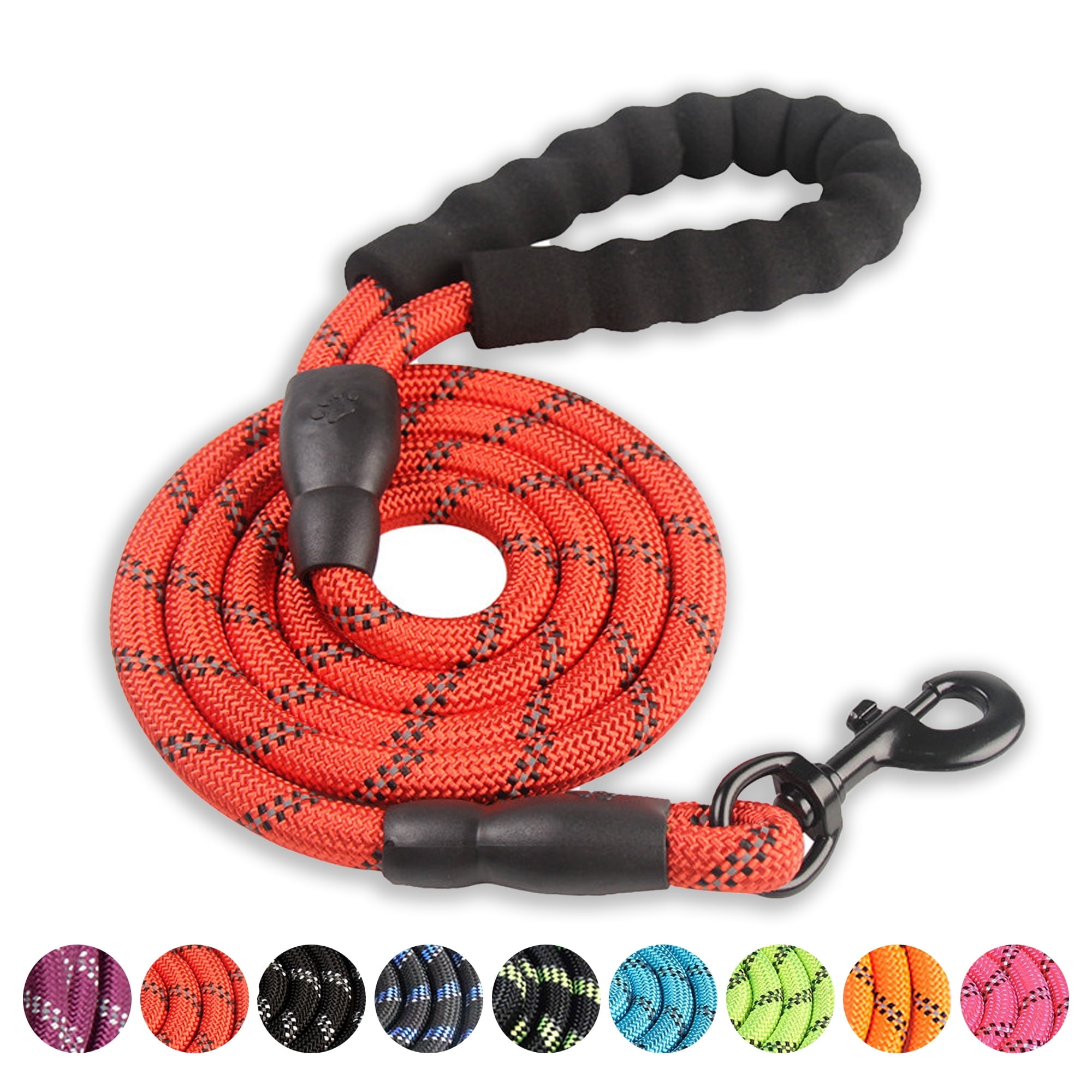 Durable Dog Leash 5 FT/6 FT 1/2 Padded Handle Nylon Dog Reflective Leash for Small Medium & Large Dogs Walking(6 ft Red)